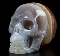 2.0" Agate Carved Crystal Skull, Realistic