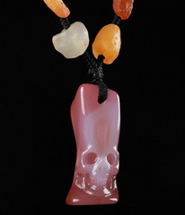 Inside Diameter (445mm) Agate Carved Crystal Skull Pendant,Super Realistic, Crystal Healing