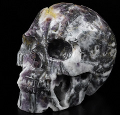 GEODE Huge 5.0" Fluorite Carved Crystal Skull,Realistic, Crystal Healing