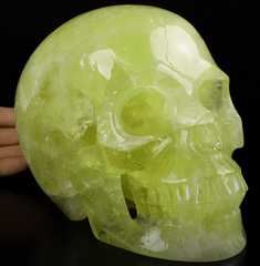 6.9" Citrine Carved Crystal Skull,Realistic, Crystal Healing