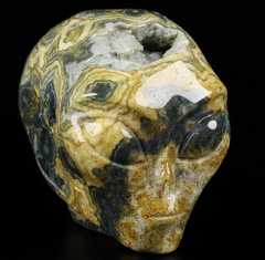 Geode 2.0" Ocean Jasper Crystal Skull Companion Star Being Female Alien,Reiki Healing Stone Statue