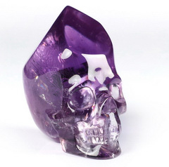Clear 1.9" Amethyst Carved Crystal Skull, Crystal Healing