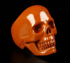 Ring Inside Diameter8(19 mm) Red Jasper Carved Crystal Skull Ring, Crystal Healing