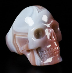 Ring Inside Diameter8(18 mm) Mozambique Agate Carved Crystal Skull Ring, Crystal Healing