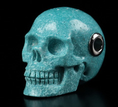 Gemstone 1.1" Turquoise Carved Crystal Skull Pendant With 925 Sterling Silver, Crystal Healing
