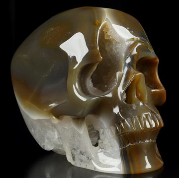 Huge 5.1" Agate Carved Crystal Skull,Super Realistic, Crystal Healing