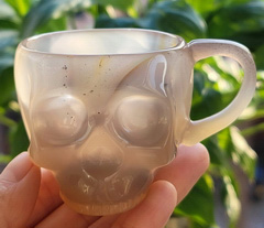 3.1" Premium Brazilian Agate Carved Crystal Coffee Espresso Cup, Crystal Healing