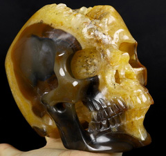 Geode Lifesized 6.5" Agate Geode Carved Crystal Skull,Super Realistic, Crystal Healing