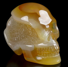 1.8" Agate Geode Carved Crystal Skull,Realistic, Crystal Healing