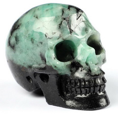 Gemstone 2.0" Emerald Carved Crystal Skull,Realistic, Crystal Healing