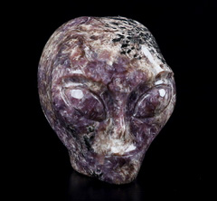 Gemstone 1.1" Russian Charoite Star Being Female Alien Crystal Skull Companion,Reiki Healing Stone Statue