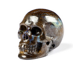 Gemstone 0.9" Matrix Opal Carved Crystal Skull,Realistic, Crystal Healing
