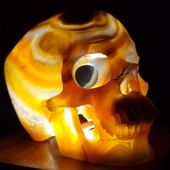 5.1" Premium Brazilian Agate Carved Crystal Hollow Skull,Super Realistic, Crystal Healing