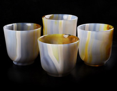 A Set of Premium Brazilian Agate Carved Crystal Cups