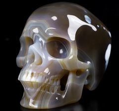 5.1" Premium Brazilian Agate Hand Carved Crystal Skull, Super Realistic, Crystal Healing