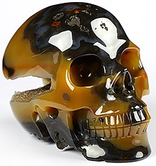 4.0" Premium Brazilian Agate Carved Crystal Skull,Realistic, Crystal Healing