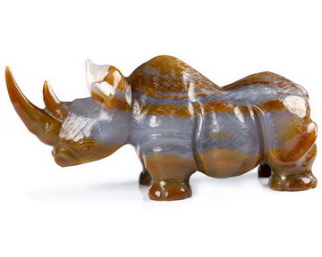 4.8" Premium Brazilian Agate Carved Crystal Rhinoceros, Crystal Healing