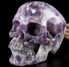 Lifesized 7.1" Dream Chevron Amethyst Carved Crystal Skull,Super Realistic, Crystal Healing