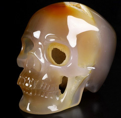 5.1" Premium Brazilian Agate Carved Crystal skull,Super Realistic, Crystal Healing