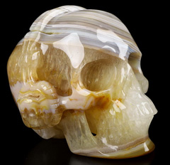 4.8" Premium Brazilian Agate Carved Crystal Headset Skull,Realistic, Crystal Healing