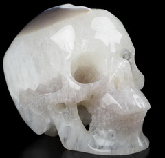 5.0" Agate Geode Carved Crystal Skull,Super Realistic, Crystal Healing