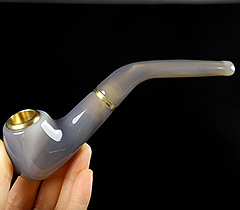 6.1" Premium Brazilian Agate Carved Crystal Smoky Pipe,Realistic, Crystal Healing