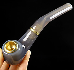 5.7" Premium Brazilian Agate Carved Crystal Smoky Pipe,Crystal Healing