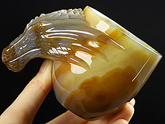 4.1" Premium Brazilian Agate Carved Crystal Dragon Head Cup,Realistic, Crystal Healing