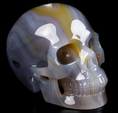4.0" Premium Brazilian Agate Carved Crystal skull,Realistic, Crystal Healing
