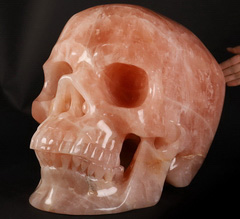 Biggest Rose Quartz Rock Skull 185.0LB Titan 20.1" Rose Quartz Carved Crystal Skull,Super Realistic, Crystal Healing