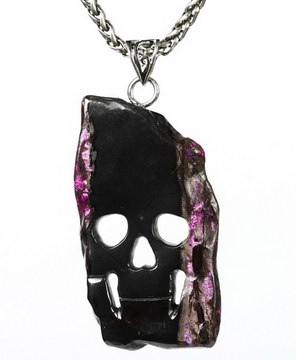 GEMSTONE 1.9" Sugilite Carved Crystal Skull Pendant