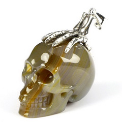 1.5" Agate Carved Crystal Skull Pendant, Crystal Healing