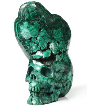 3.0" Malachite Carved Crystal Skull, Crystal Healing