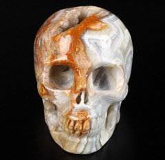 GEODE 2.0" Crazy Lace Agate Carved Crystal skull,Realistic, Crystal Healing