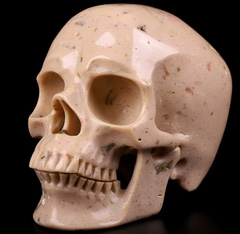 Gemstone 5.0" Pink Opal Carved Crystal Skull,Super Realistic, Crystal Healing