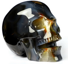 5.2" Agate Carved Crystal Singing Skull, Crystal Healing