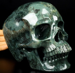 Gemstone Lifesized 6.9" Seraphinite Clinochlore Carved Crystal Skull,Super Realistic, Crystal Healing