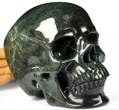 6.1" Seraphinite Clinochlore Carved Crystal Skull,Super Realistic, Crystal Healing
