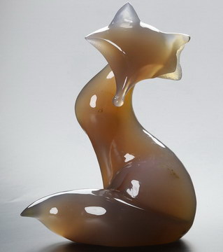 4.1" Premium Brazilian Agate Carved Crystal Fox, Crystal Healing