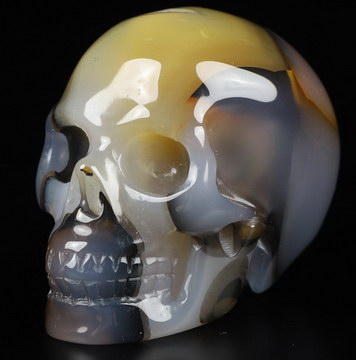 2.0" Agate Geode Carved Crystal Skull,Realistic, Crystal Healing