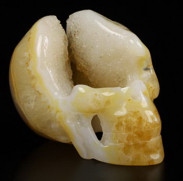2.0" Agate Geode Carved Crystal Skull,Realistic, Crystal Healing