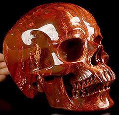 Lifesized 6.9" Red Snake Skin Jasper Carved Crystal Skull,Super Realistic, Crystal Healing