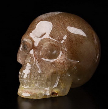 1.5" Rutilated Quartz Rock Crystal Carved Crystal Skull,Realistic, Crystal Healing