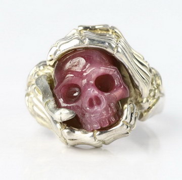 #8 Ruby Carved Crystal Skull Rings, Crystal Healing