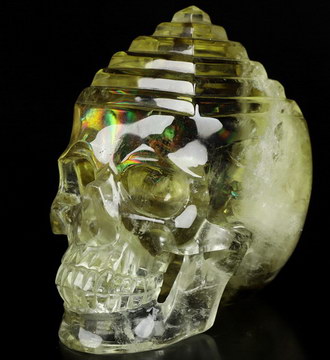 GEMSTONE Huge 4.8" Citrine Carved Crystal Skull Point, Crystal Healing