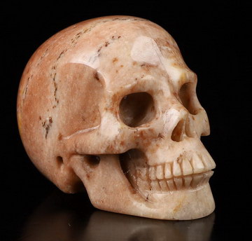 1.7" Sunstone Carved Crystal Skull,Realistic, Crystal Healing