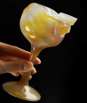 5.6" Premium Brazilian Agate Carved Crystal Skull Cup, Realistic