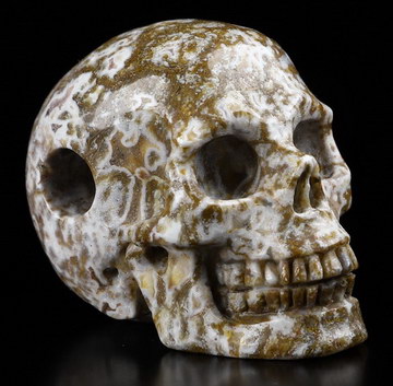 2.0" Red Moss Agate Carved Crystal Skull Pendant, Crystal Healing