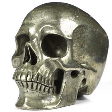 5.1" Pyrite Carved Crystal Skull,Super Realistic, Crystal Healing