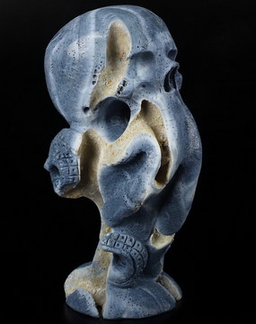 7.5" Blue Sponge Coral Carved Crystal Octopus Skull, Crystal Healing